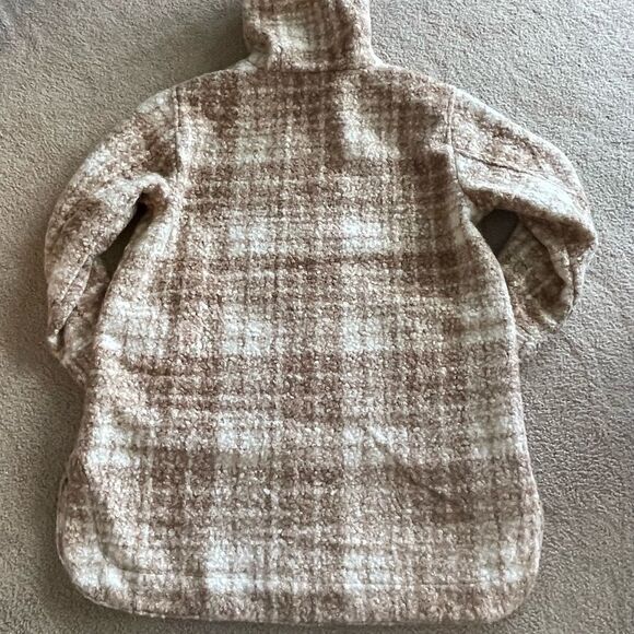POLY BOUCLE ZIP SHACKET XXL tan plaid NWOT - Picture 15 of 16